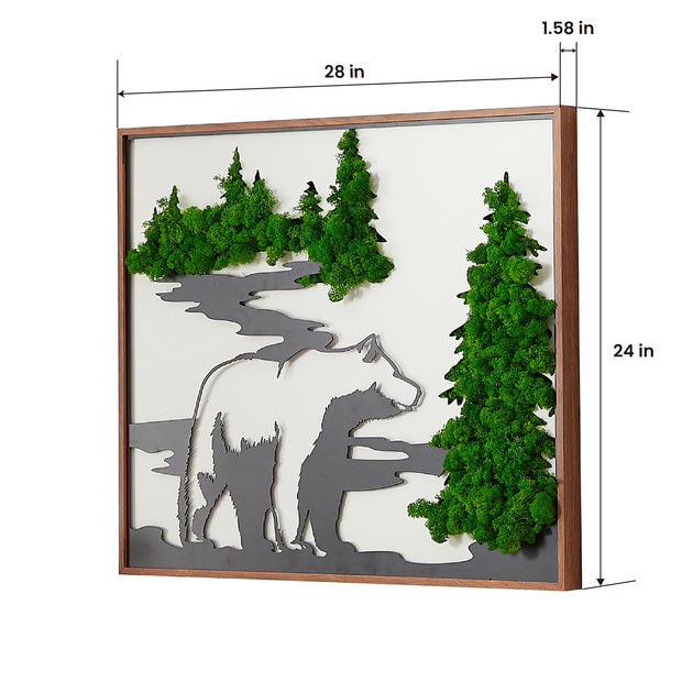 Serene Bear Metal & Moss Wall Art