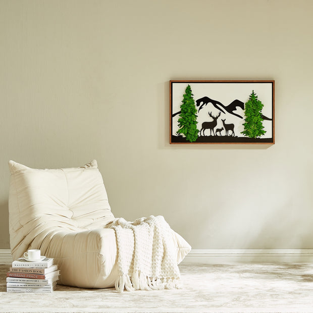 Tranquil Forest Journey Deer Metal & Moss Wall Art