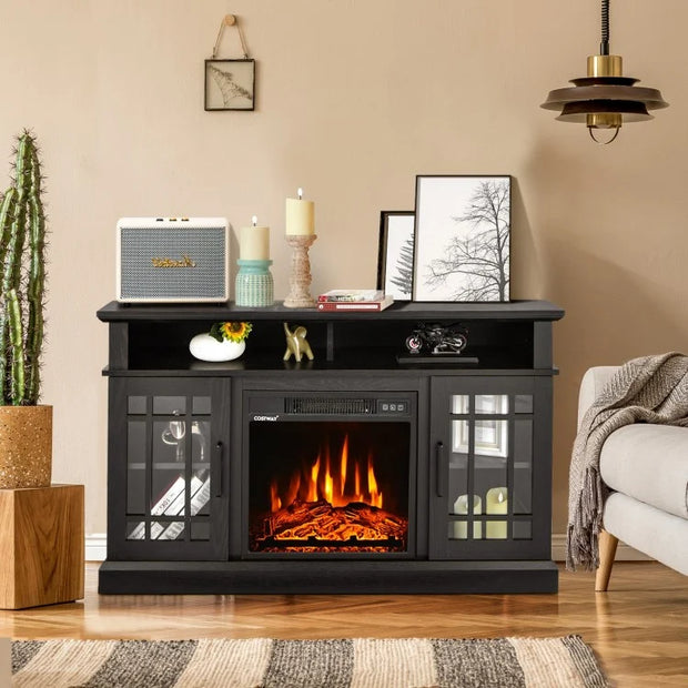 Electric Fireplace TV Stand with Cabinets for TVs Up to 55"