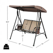 Outdoor Patio Swing Bench with Adjustable Canopy