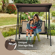 Outdoor Patio Swing Bench with Adjustable Canopy