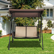 Outdoor Patio Swing Bench with Adjustable Canopy