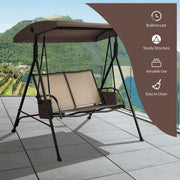 Outdoor Patio Swing Bench with Adjustable Canopy