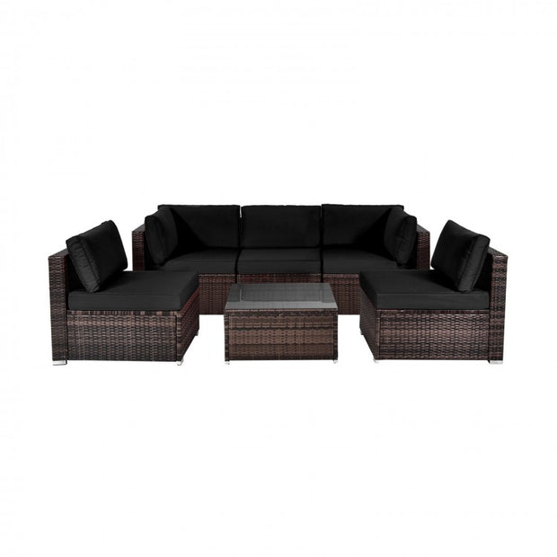 6pc Patio Rattan Furniture Set with Cushions