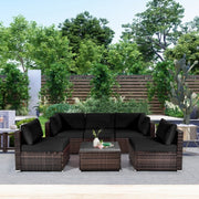 6pc Patio Rattan Furniture Set with Cushions