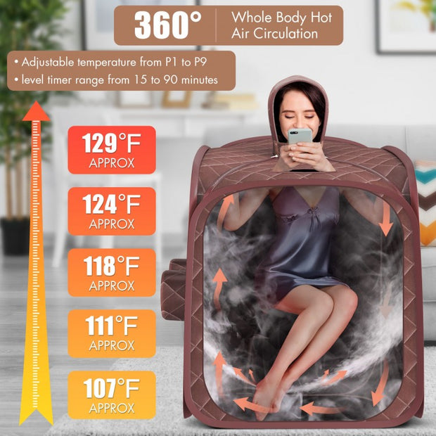 Portable 2-Person Sauna Spa with 3L Steamer