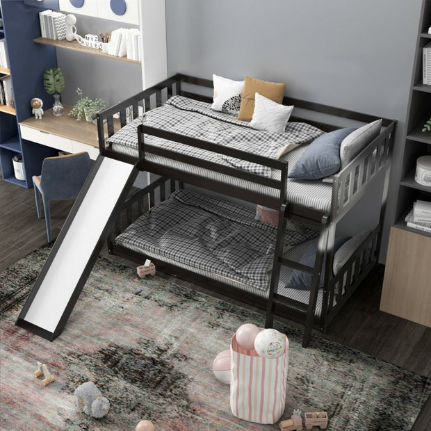 Twin Bunk Bed with Slide - Wooden Frame