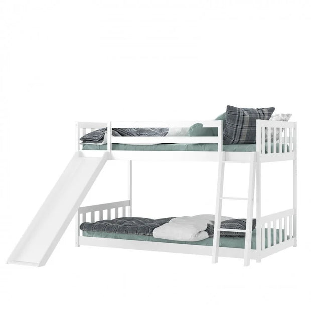 Twin Bunk Bed with Slide - Wooden Frame