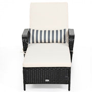 Wicker Chaise Lounge Chair with Adjustable Backrest