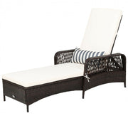 Wicker Chaise Lounge Chair with Adjustable Backrest