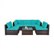 6pc Patio Rattan Furniture Set with Cushions