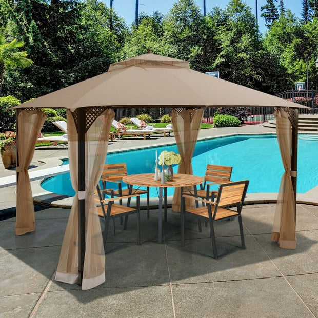 Outdoor Double Top Patio Gazebo with Netting