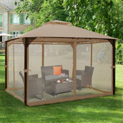 Outdoor Double Top Patio Gazebo with Netting