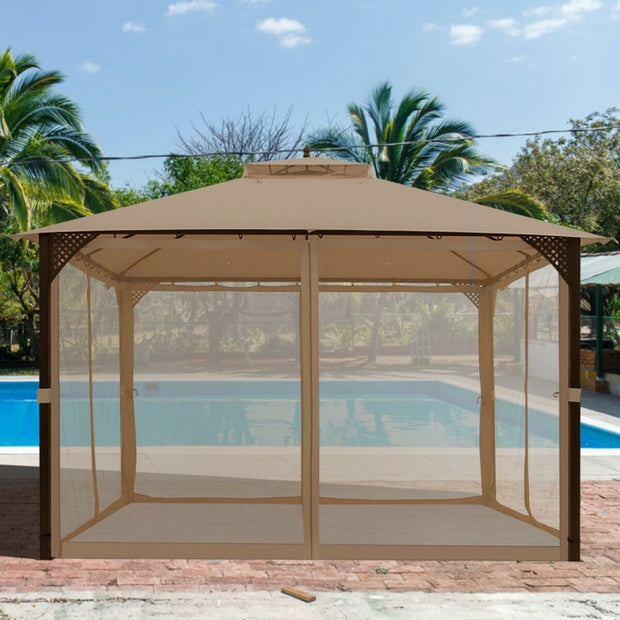 Outdoor Double Top Patio Gazebo with Netting