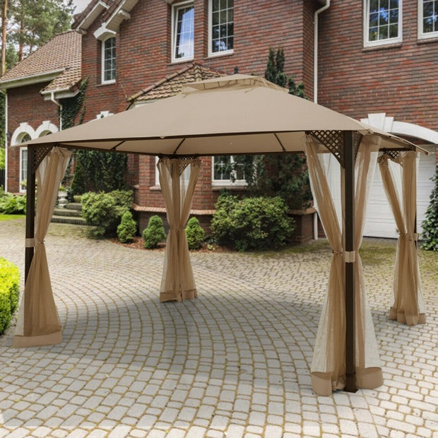 Outdoor Double Top Patio Gazebo with Netting