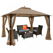 Outdoor Double Top Patio Gazebo with Netting