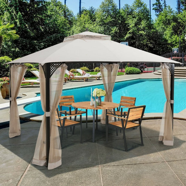 Outdoor Double Top Patio Gazebo with Netting