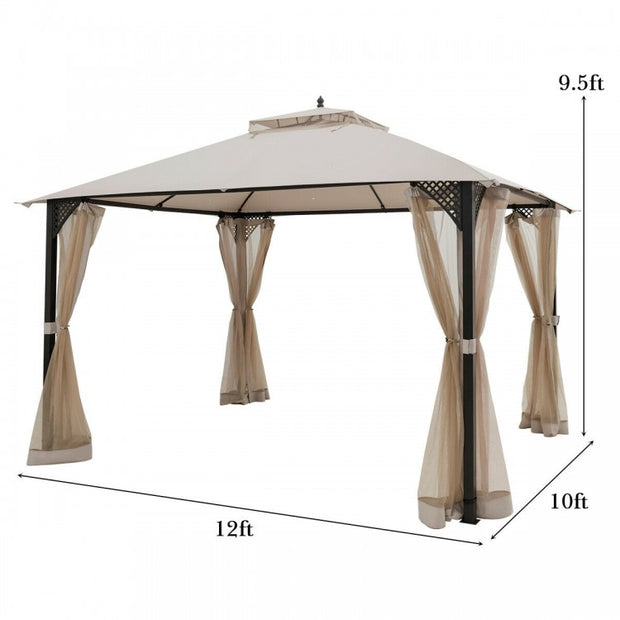 Outdoor Double Top Patio Gazebo with Netting