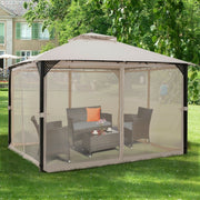 Outdoor Double Top Patio Gazebo with Netting