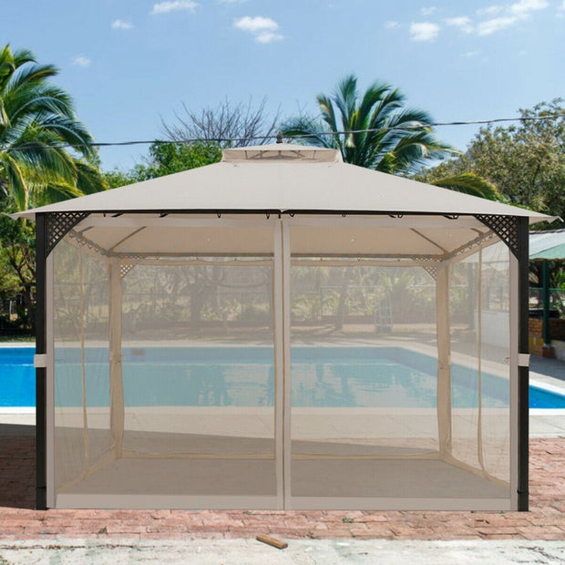 Outdoor Double Top Patio Gazebo with Netting