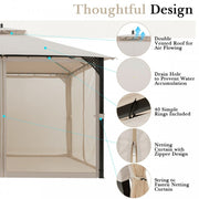 Outdoor Double Top Patio Gazebo with Netting