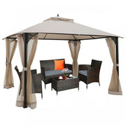 Outdoor Double Top Patio Gazebo with Netting