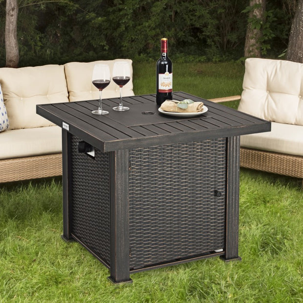 30" Square Fire Pit Table with Table Cover