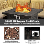 30" Square Fire Pit Table with Table Cover