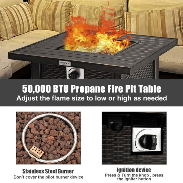 30" Square Fire Pit Table with Table Cover