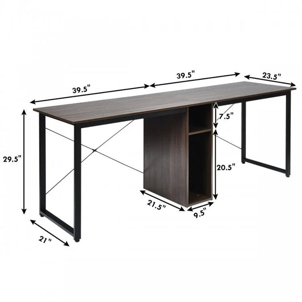 2-Person Spacious Desktop with Cabinet