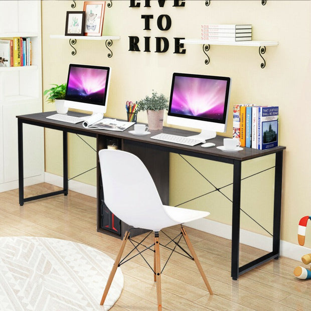 2-Person Spacious Desktop with Cabinet