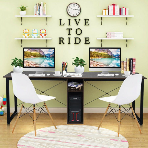 2-Person Spacious Desktop with Cabinet