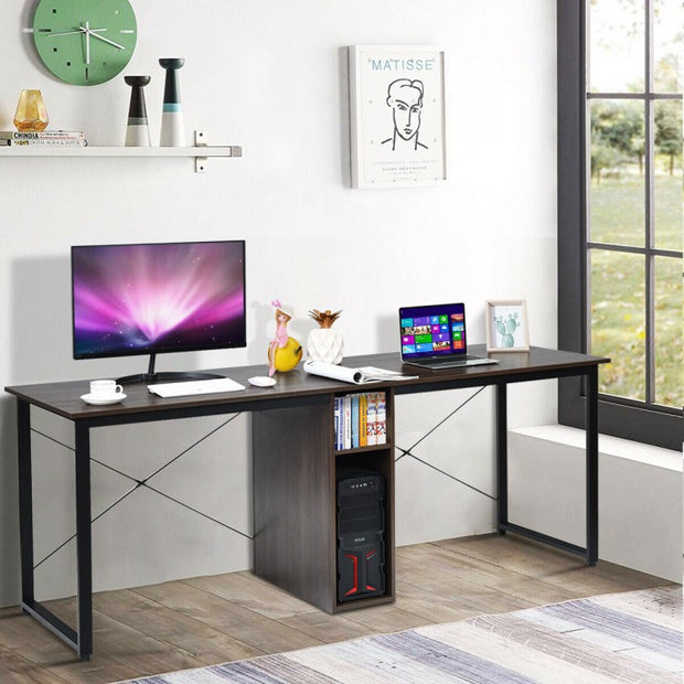 2-Person Spacious Desktop with Cabinet