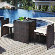 3pc Cushioned Outdoor Wicker Patio Set