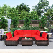 6pc Patio Rattan Furniture Set with Cushions