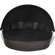 Round Patio Daybed with Retractable Canopy and Coffee Table