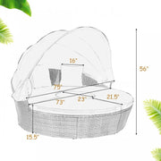 Round Patio Daybed with Retractable Canopy and Coffee Table