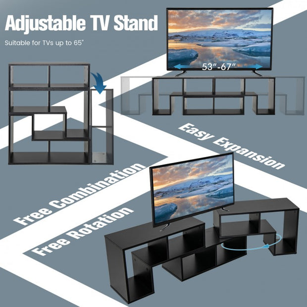 3 Piece Adjustable TV Stand for TVs up to 65" with Shelves