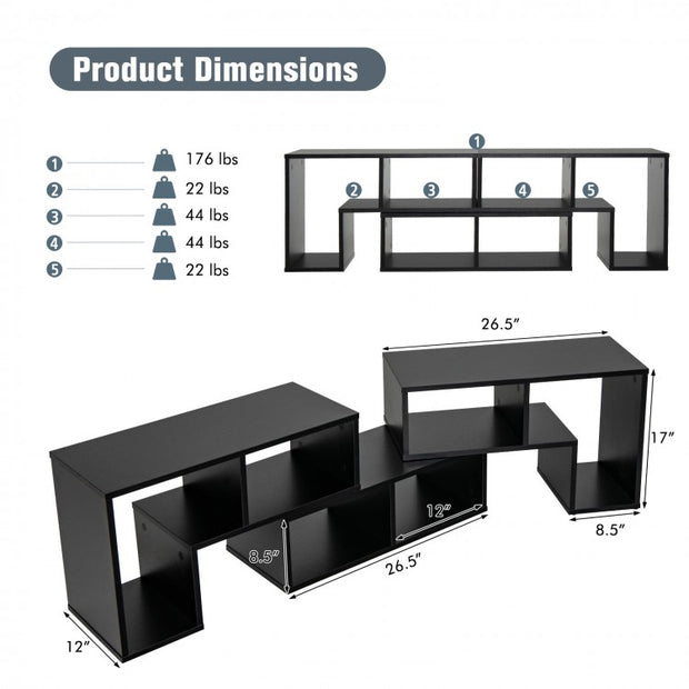 3 Piece Adjustable TV Stand for TVs up to 65" with Shelves