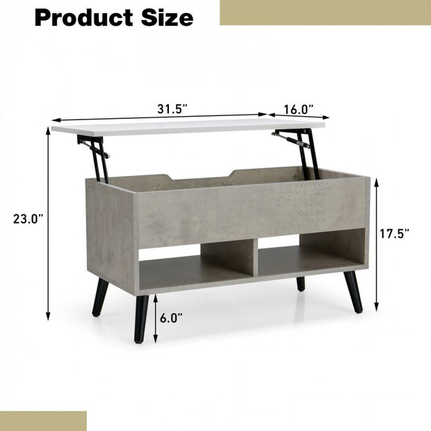 Lift-Top Coffee Table with Hidden Storage and Shelves