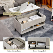 Lift-Top Coffee Table with Hidden Storage and Shelves