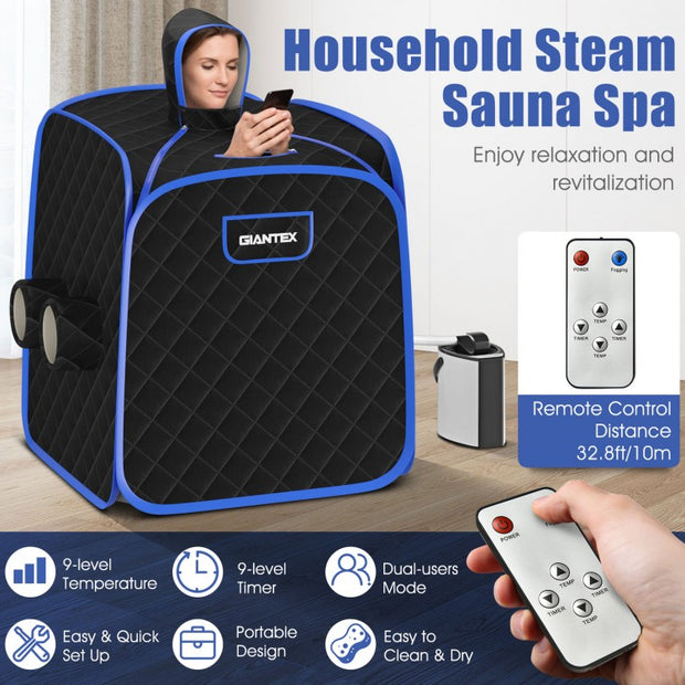 Portable 2-Person Sauna Spa with 3L Steamer