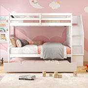 3-in-1 Bunk Bed with Guard Rail and 4-Step Storage Stairs