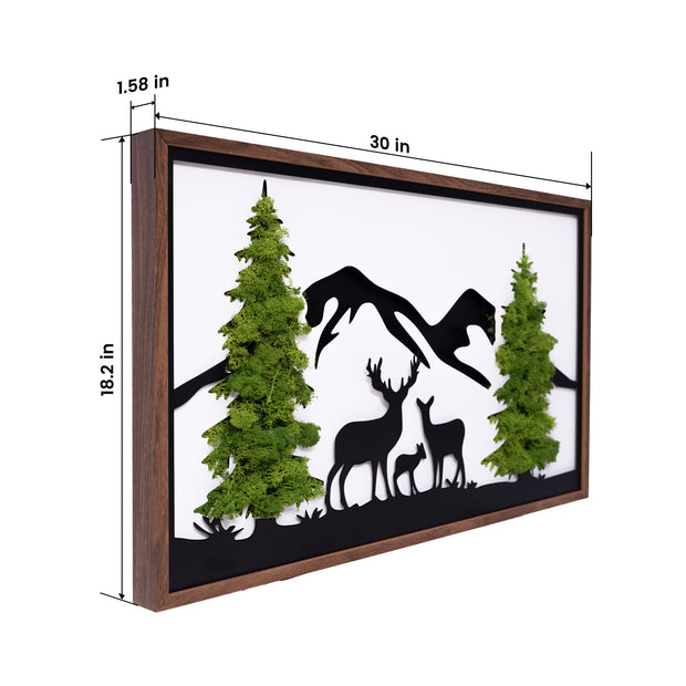 Tranquil Forest Journey Deer Metal & Moss Wall Art