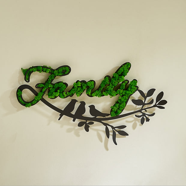 'Family' Moss Letter Wall Art