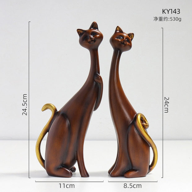 European Inspired Cat Couple Resin Craft