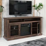 Modern TV Stand with Built-in Fireplace for TVs Up to 65" (Brown)