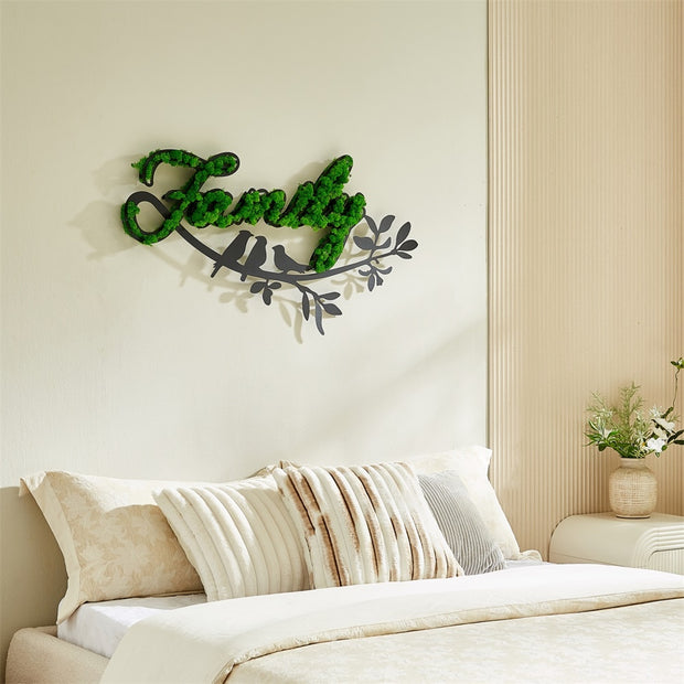 'Family' Moss Letter Wall Art