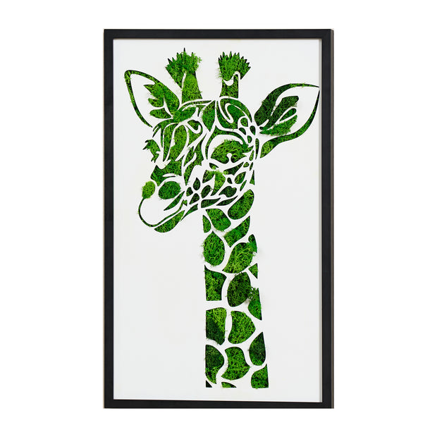 Graceful Giraffe Metal & Moss Art