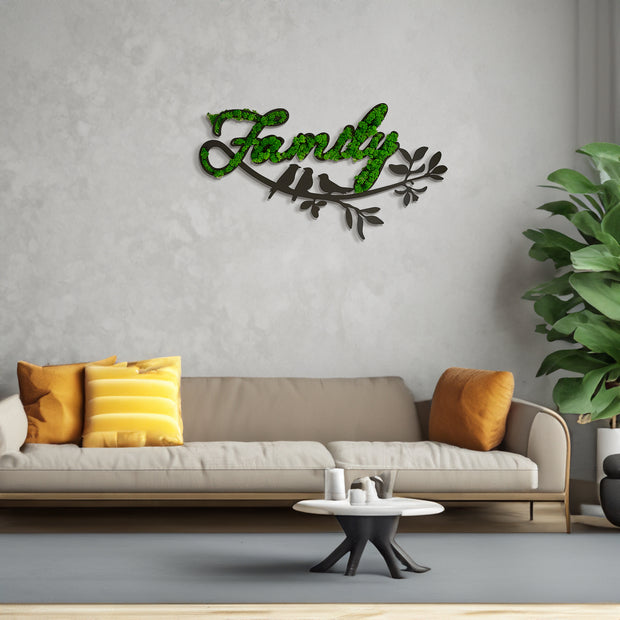 'Family' Moss Letter Wall Art